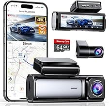 4K Dash Cam Front and Rear, Built-in 5G WiFi GPS, 64GB Card Included, 3.59'' IPS Screen Dash Camera for Cars, Dual Dashcam with G-Sensor, Loop Recording, WDR, Night Vision, 24H Parking Monitor