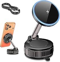 iPhone Magsafe Car Mount Charger [15W Fast Wireless Charging, 120+ LB Strongest Suction & 2800gf Strongest Magnetic] 360° Adjustable Car Phone Holders for your car, for iPhone 17 16 15 14 13 12 series