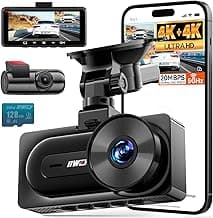 IIWEY 4K+4K Dash Cam Front and Rear, Dual STARVIS Sensor, 5G WiFi-6 (up to 20MB/s) with App, 128G SD Card Included, GPS, Dash Camera for Cars with 24/7 Parking Mode, 3.18 Inch IPS, 170° Wide Angle