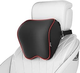 Crofy 2 Pack Car Neck Pillow, Softness Car Headrest Pillow for Driving with Adjustable Strap, 100% Memory Foam and Breathable Removable Cover, Comfortable Ergonomic Design (Red Side Rope)