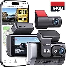 4K+2K Dash Cam Front and Rear, Dash Camera for Cars 2 Channel, 64GB Card Included, 5.8G/2.4G Dual WiFi, Built-in GPS, Night Vision, WDR, 170°Wide Angle, G-Sensor Emergency Lock, 24H Parking Monitor