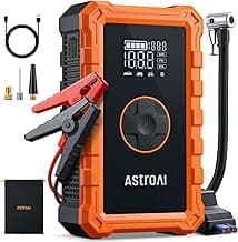 AstroAI S8 Air Jump Starter with Air Compressor, 3000A Peak Car Battery Jump Starter Portable (9.0 Gas/6.5L Diesel) with 150PSI Cordless Auto-Shutoff Tire Inflator, 12V Battery Charger Booster(Orange)